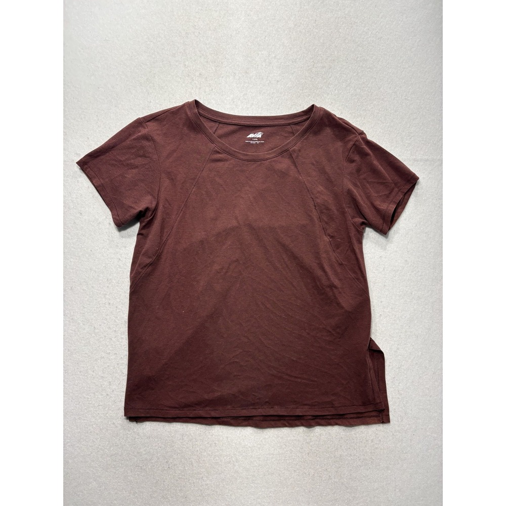 Avia Shirt Womens Small Red Scoop Neck Raglan Short Sleeve Stretch Athletic Top